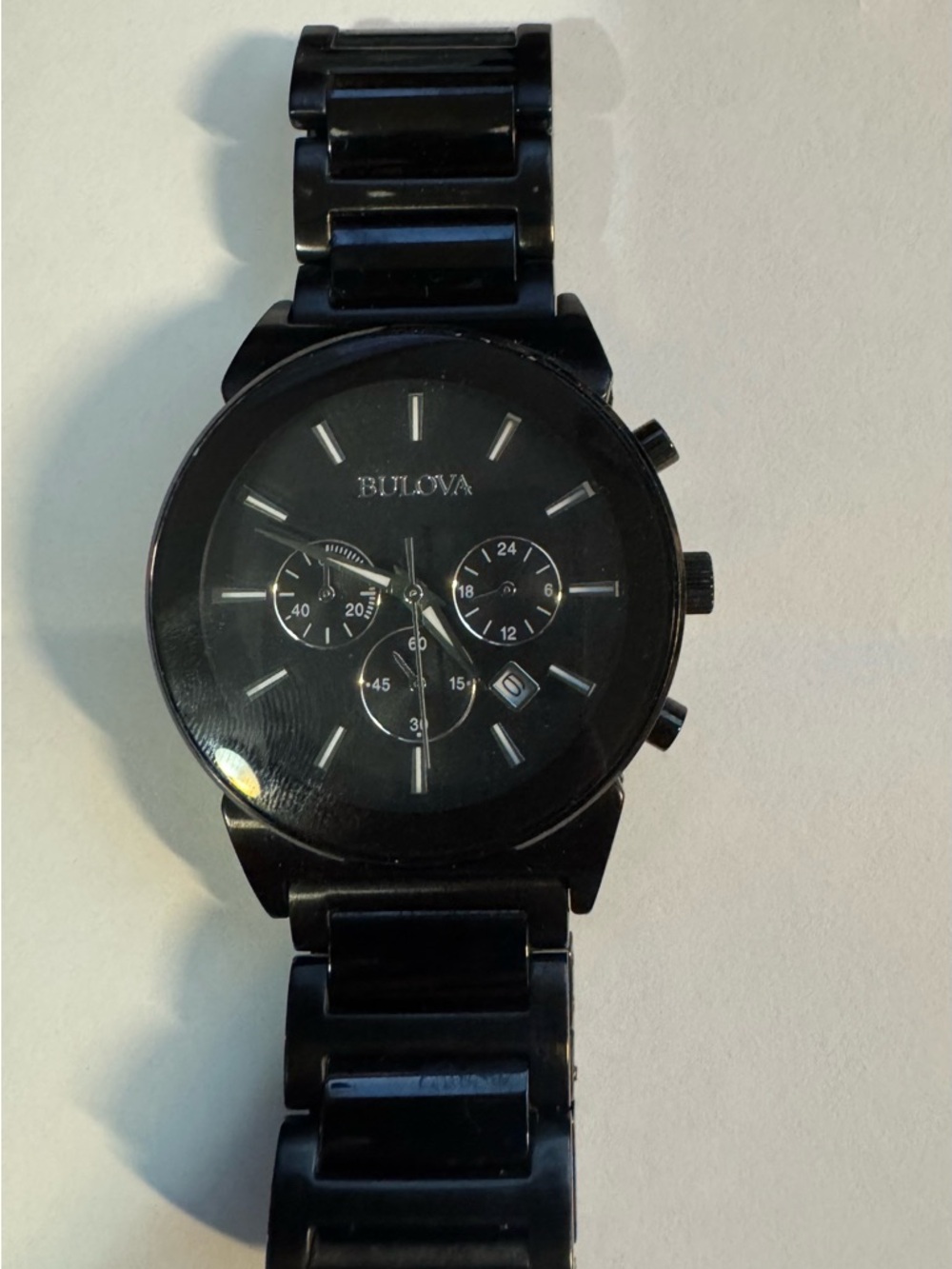 Bulova Black Stainless Steel Chronograph Bracelet Watch